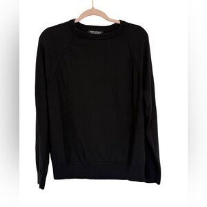 Banana Republic Sweater Mens Crew Neck Italian Merino Wool Black Yarn Baruffa